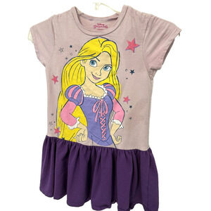 Disney Princess Rapunzel Dress Girls 7/8 Purple Pink Tangled Short Sleeve Ruffle
